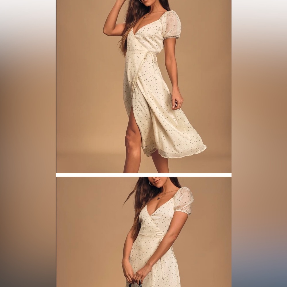 NWT The Lulus Well Spotted Cream and Black Polka Dot size Small